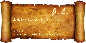 Jablonszky Lili névjegykártya